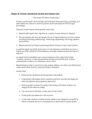 Forensic Psychology - Study Notes & Assignments - Studocu