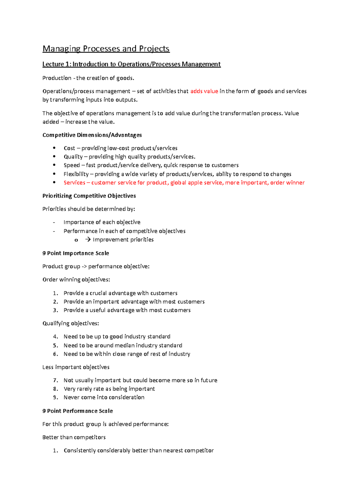 MPAP Lecture Masternotes: Managing Processes & Quality Control - Studocu