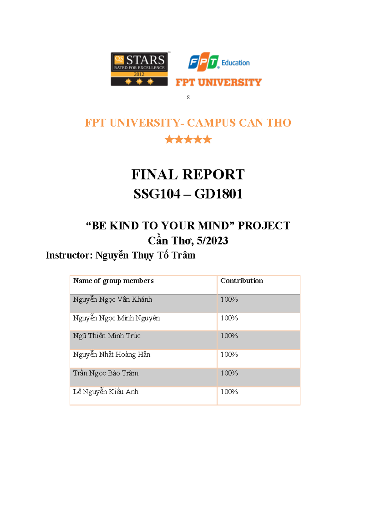 SSG104 - Final Report of 