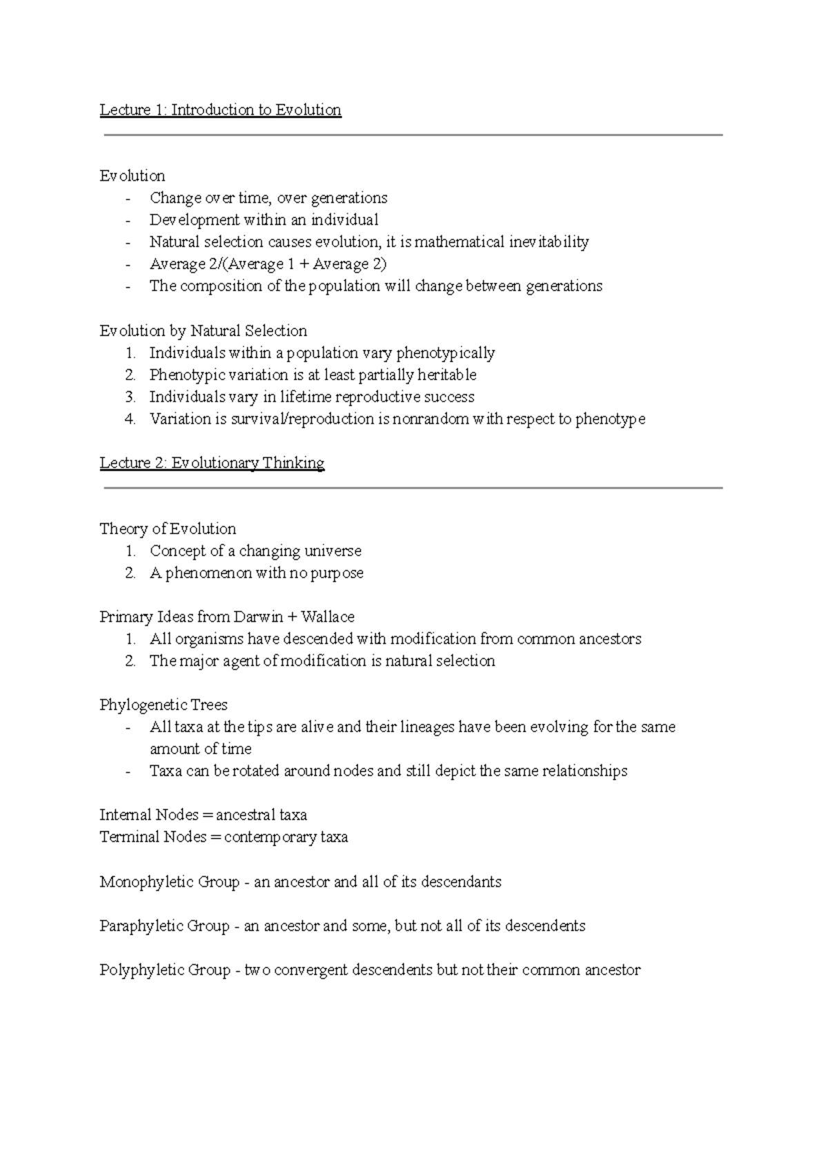 BIOL 206: Comprehensive Exam Review on Evolution and Genetics - Studocu