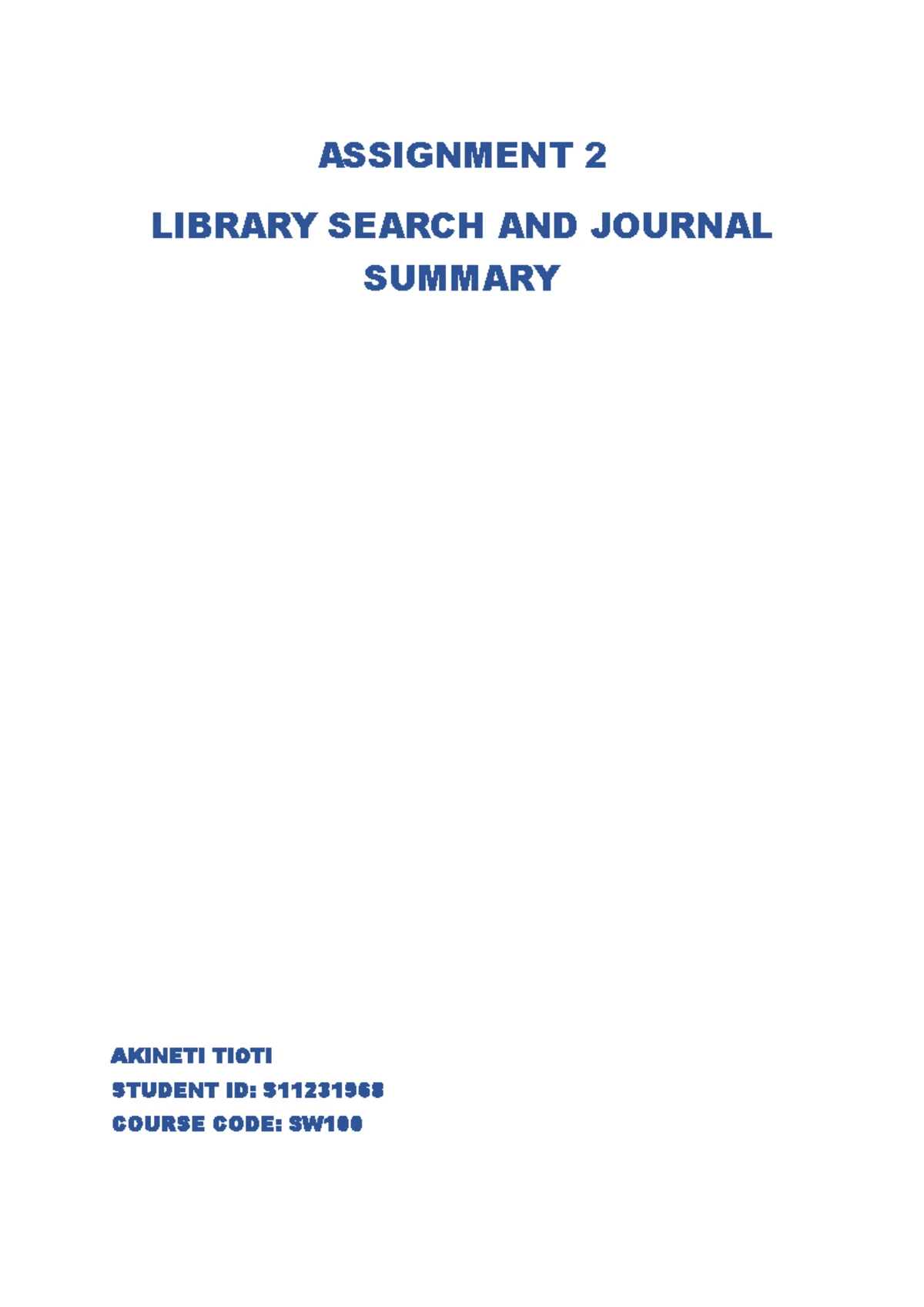 SW100 Assignment 2: Analyzing Young Adult Health & Ecological ...