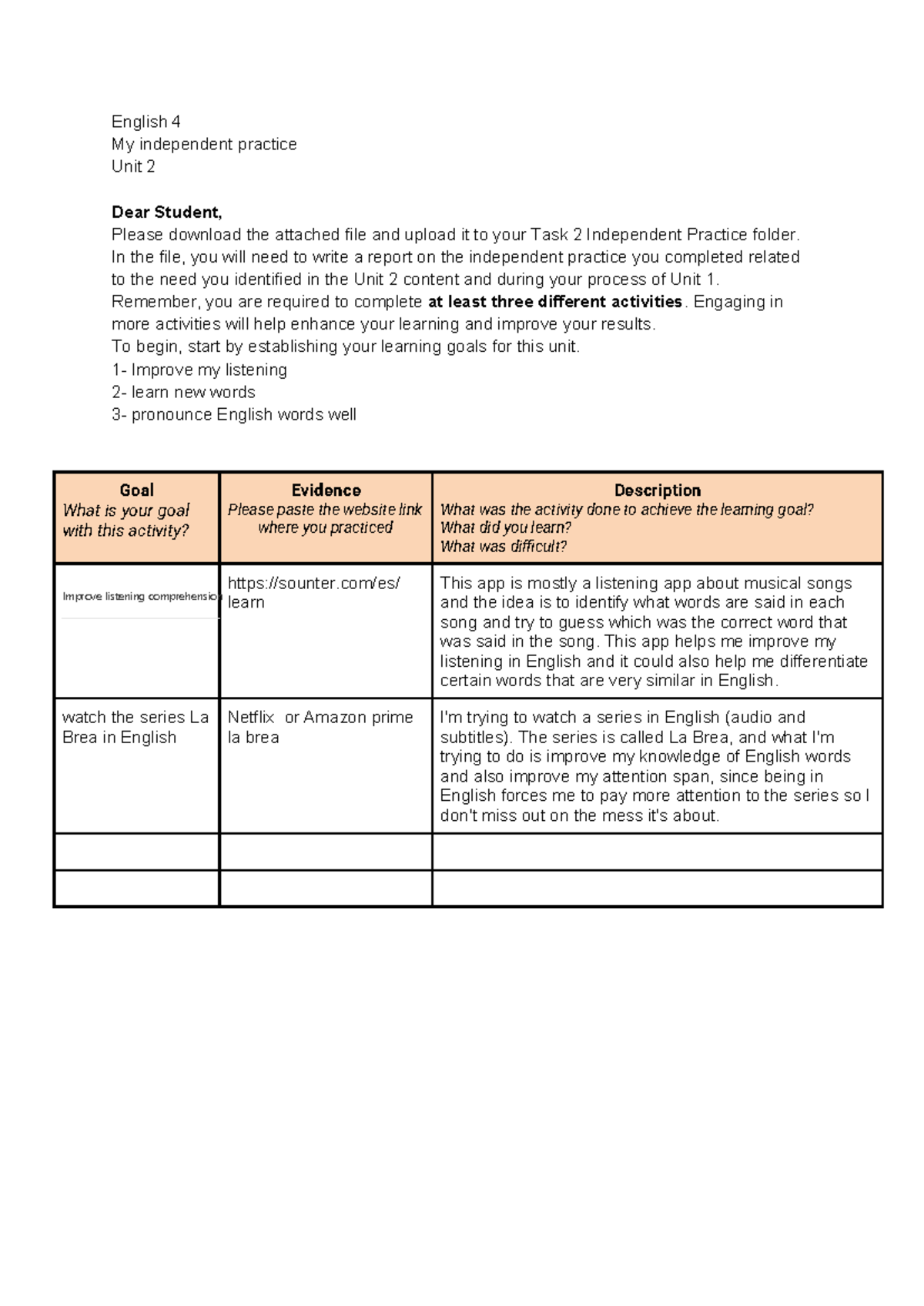 English 4 Independent Practice Report - Unit 2 - Studocu