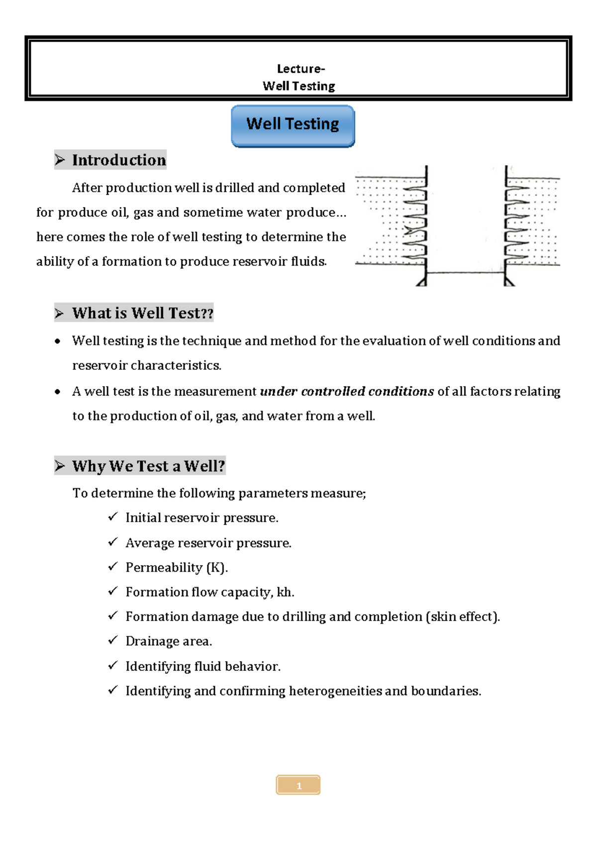 Lecture on Well Testing Fundamentals and Techniques (Course Code: N/A ...