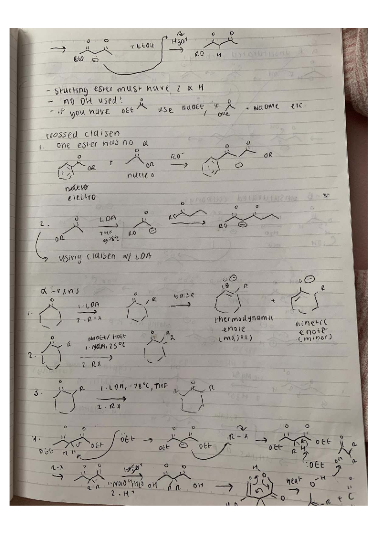 EEOH 1130 exam review notes on ester reactions and Claisen ...