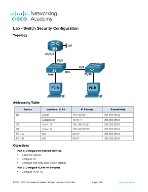 4.2.8 Lab - Configuring Router-on-a-Stick for Inter-VLAN Routing - Studocu