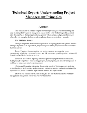 Technical Report For Understanding Project Management Principles ...