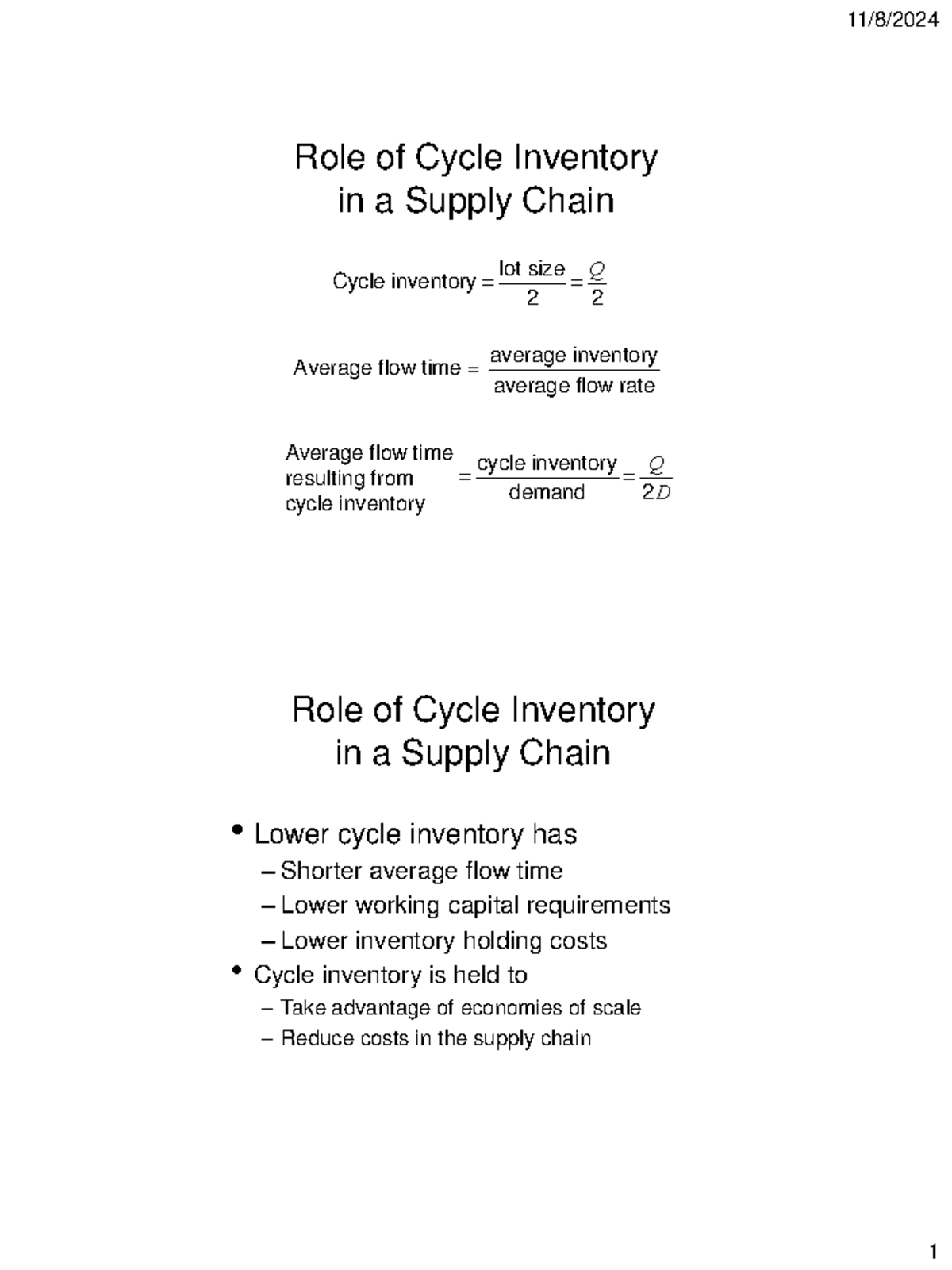 Exp1. Inventory for multiple items - Role of Cycle Inventory in a ...