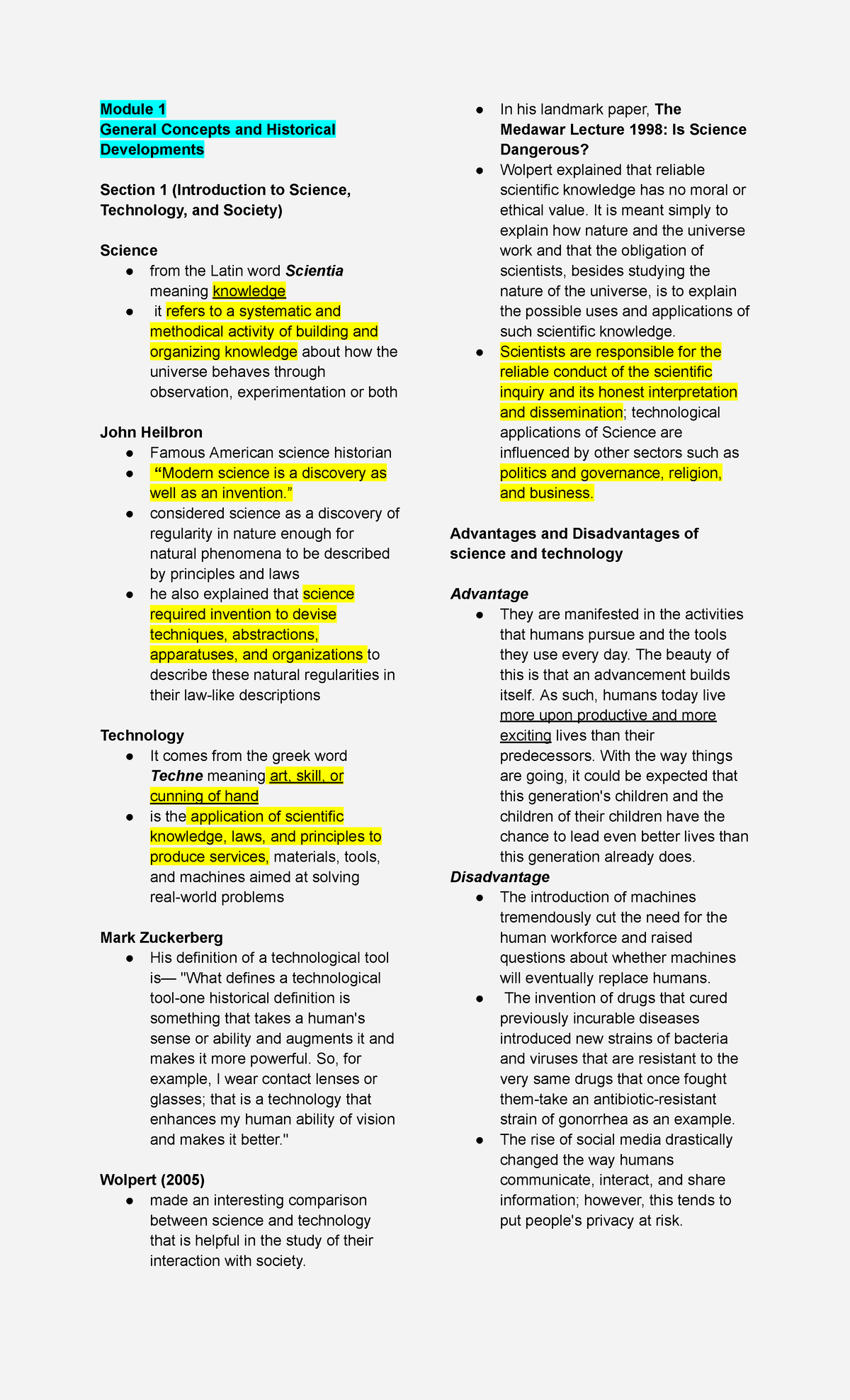 Science, technology and society - Module 1 General Concepts and ...
