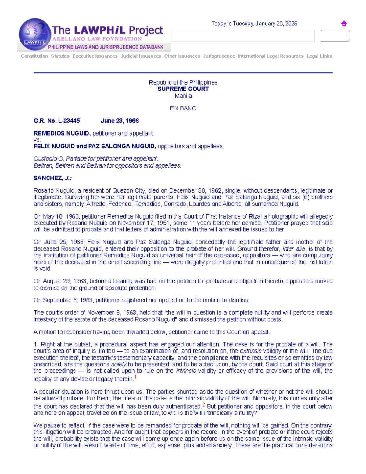 G.R. No. L-23445 - Case Study on Will Nullity and Preterition - Studocu