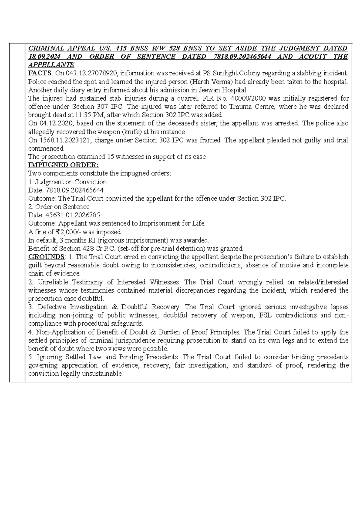 CRIMINAL APPEAL 415 BNSS 528: Grounds for Setting Aside Conviction ...