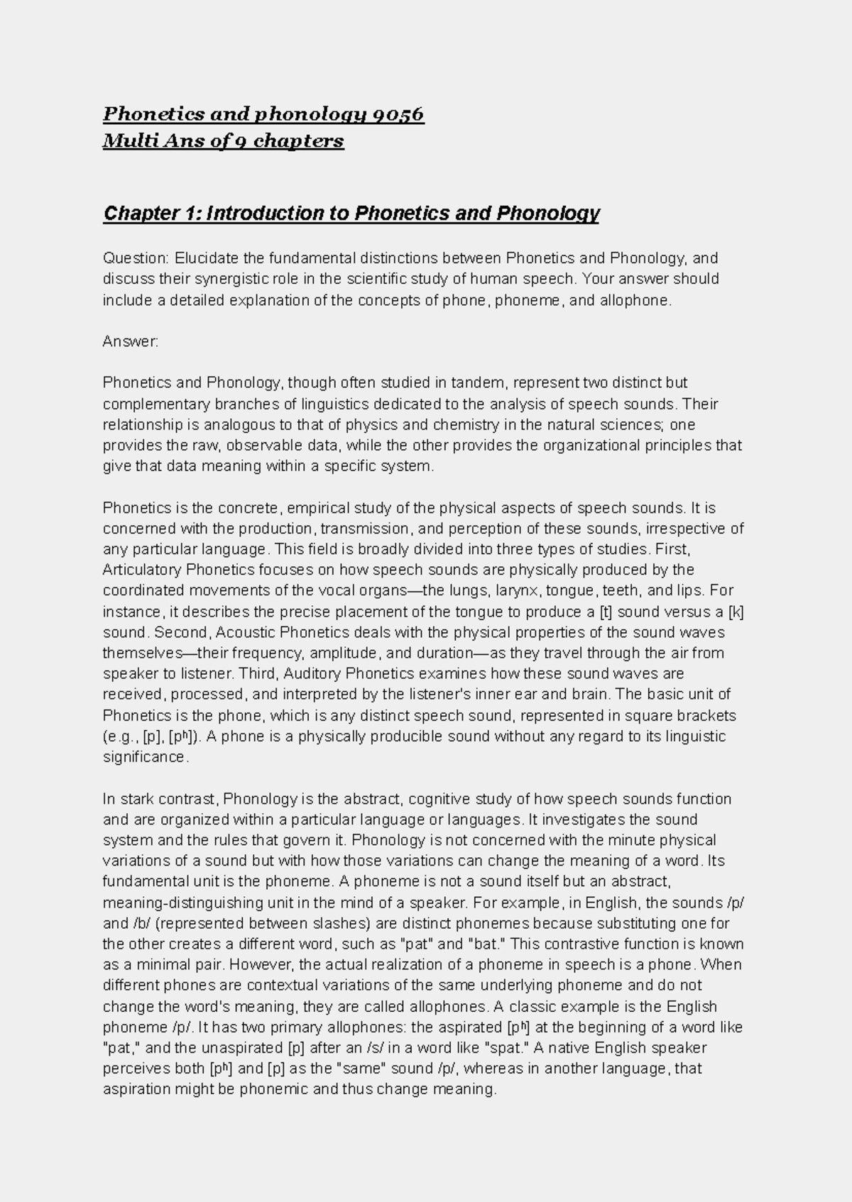 Phonetics and Phonology 9056: Key Concepts and Chapter Summaries - Studocu
