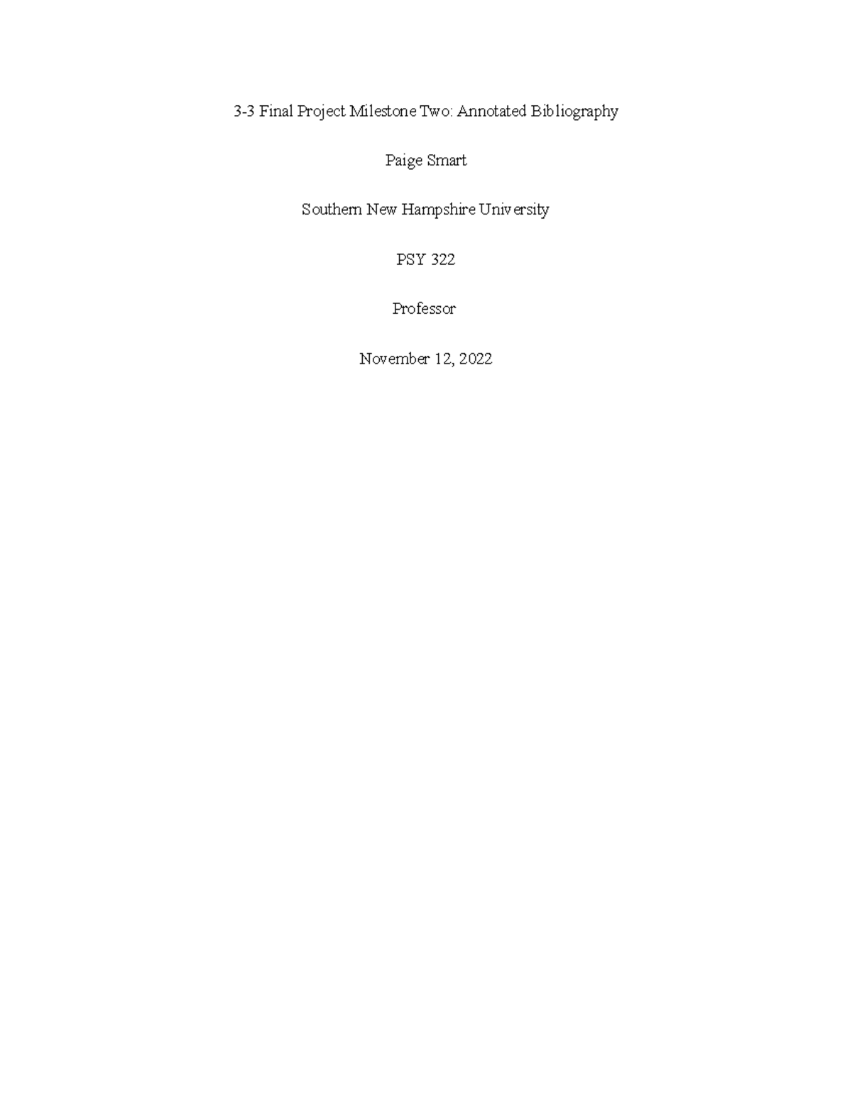 PSY 322 Final Project: Annotated Bibliography on Personality ...