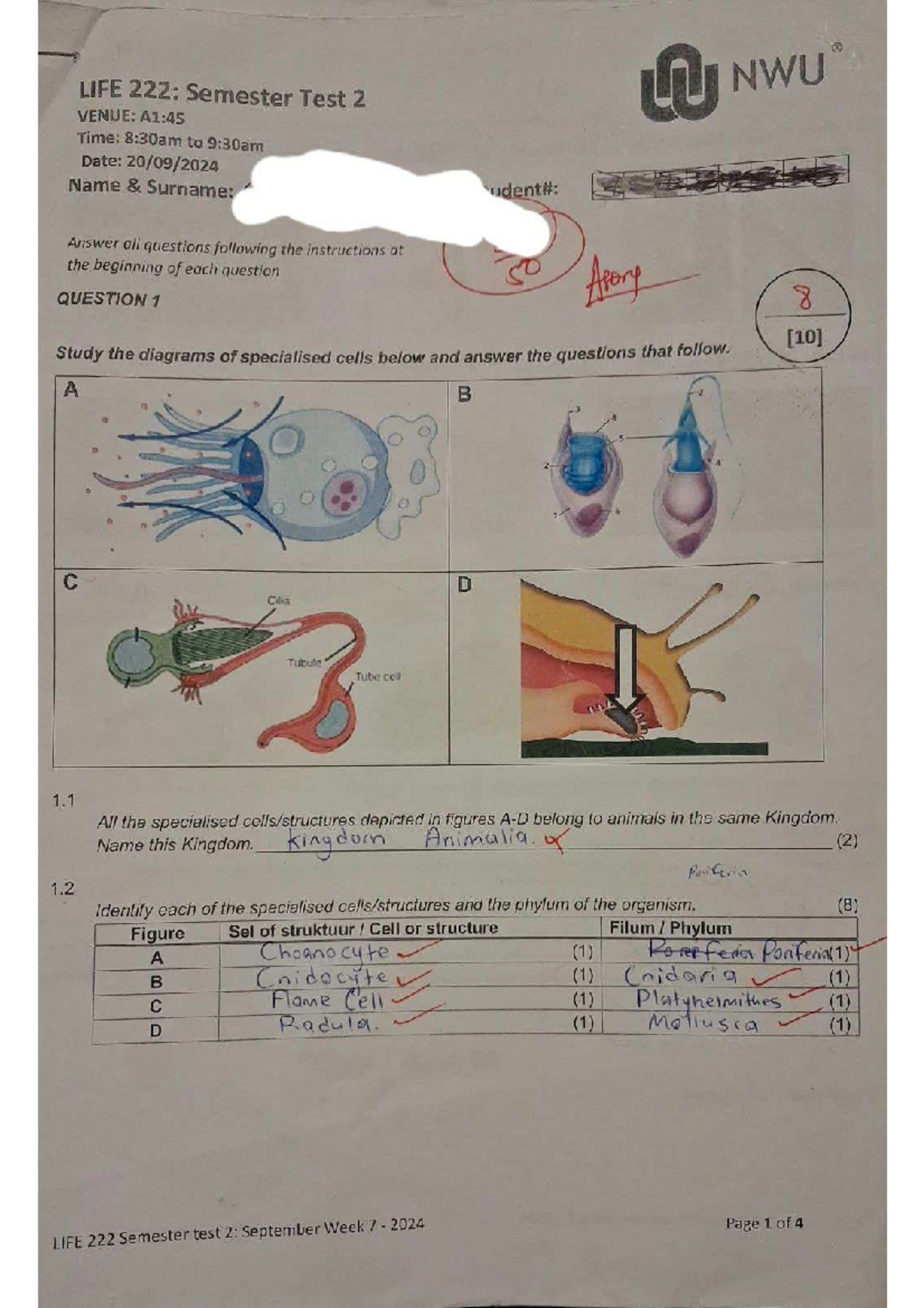 LIFE 222 Semester Test 2 Past Paper - 2024 - Studocu