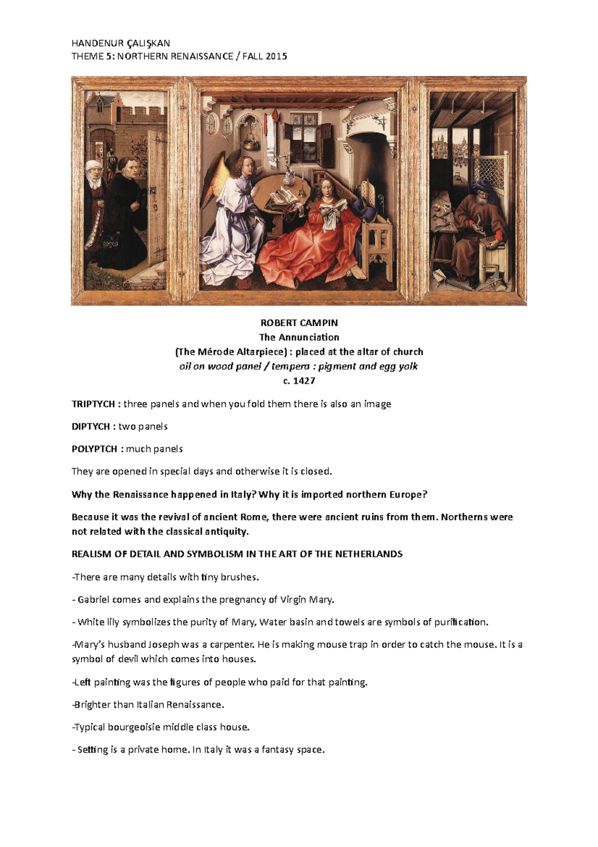 Hum 202 Northern Renaissance Art Analysis and Key Works - Studocu