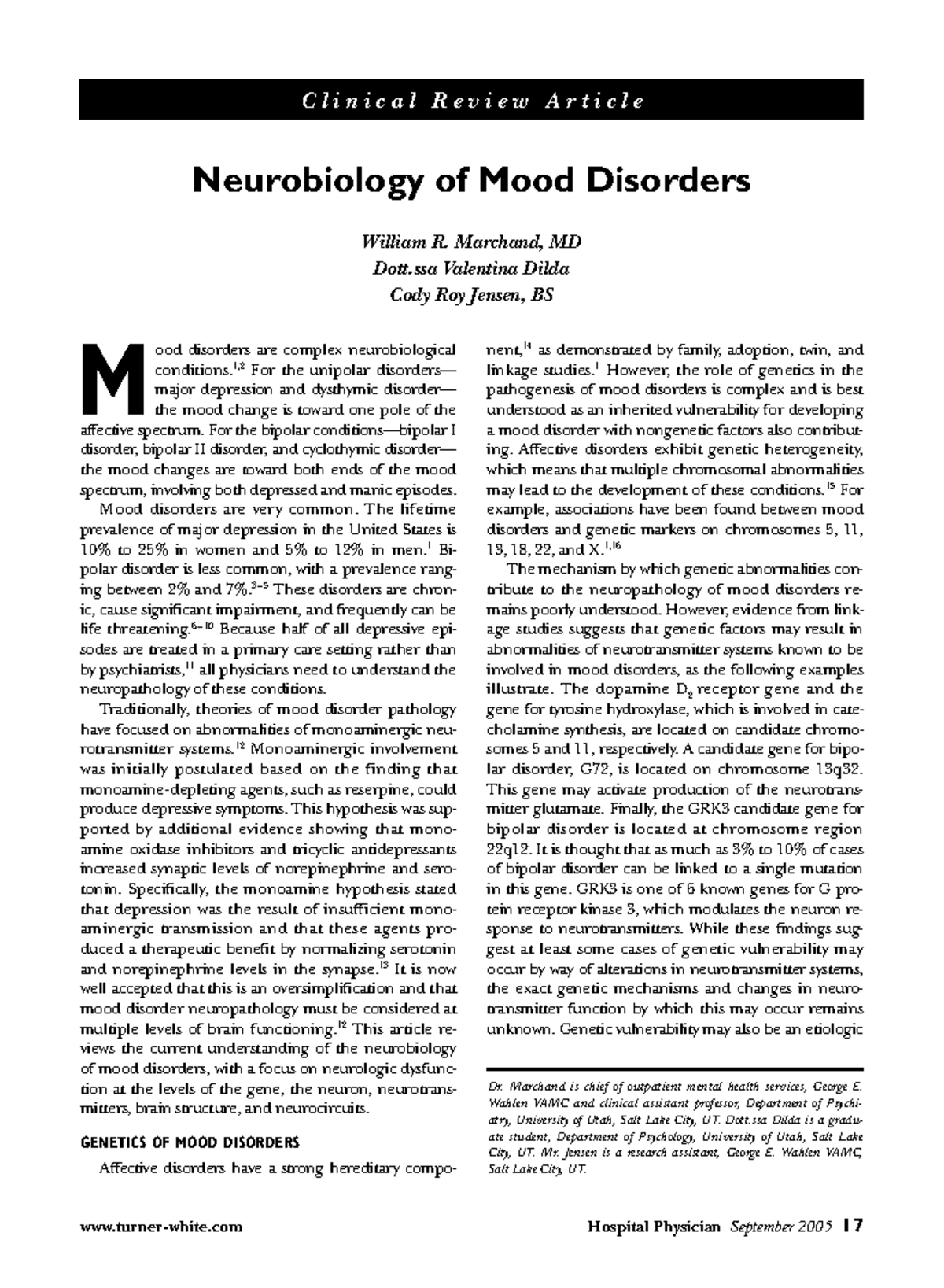 Neurobiology of Mood Disorders: Insights and Implications for Treatment ...