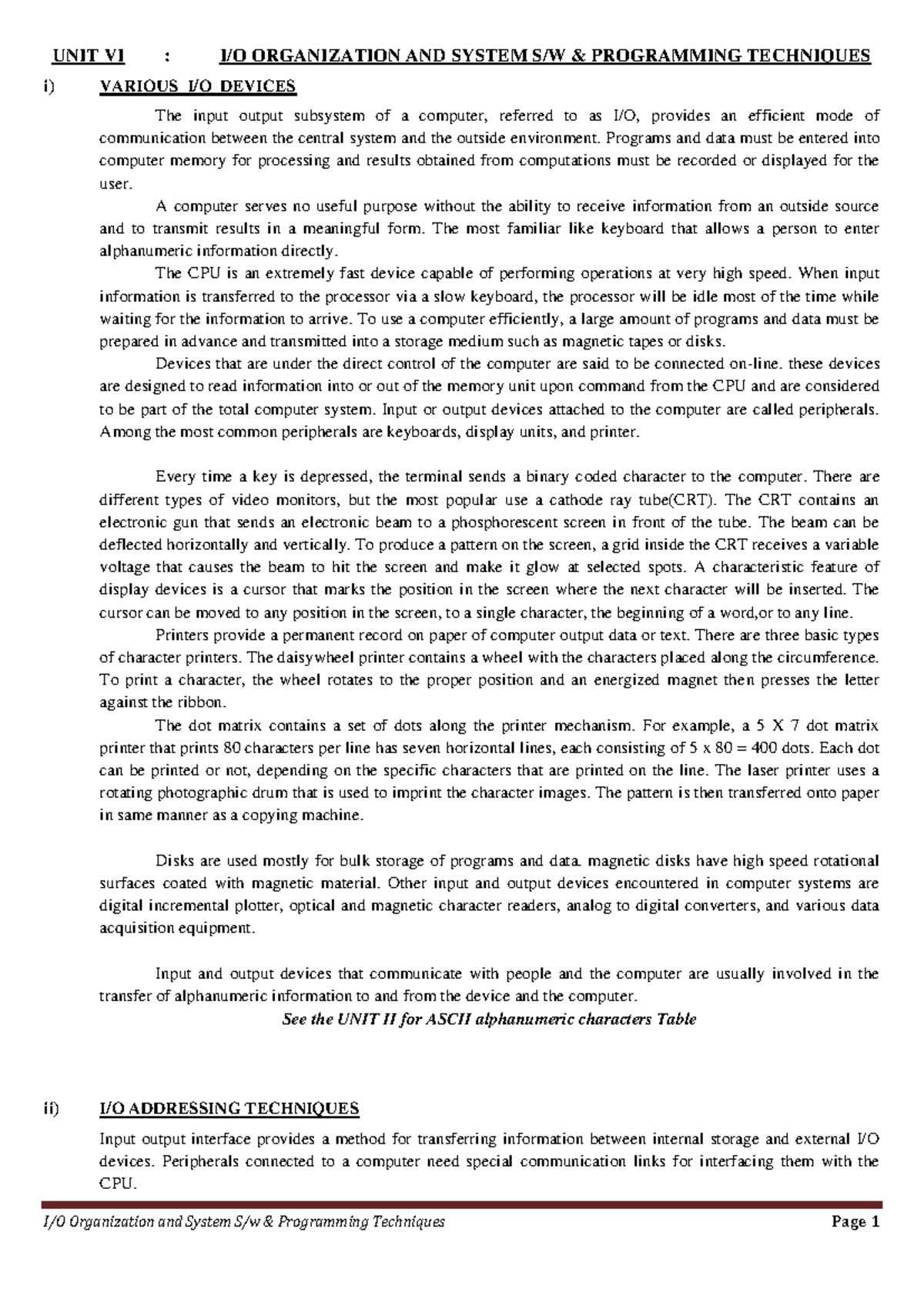 Unit VI: Organization and System Programming Techniques in COA - Studocu