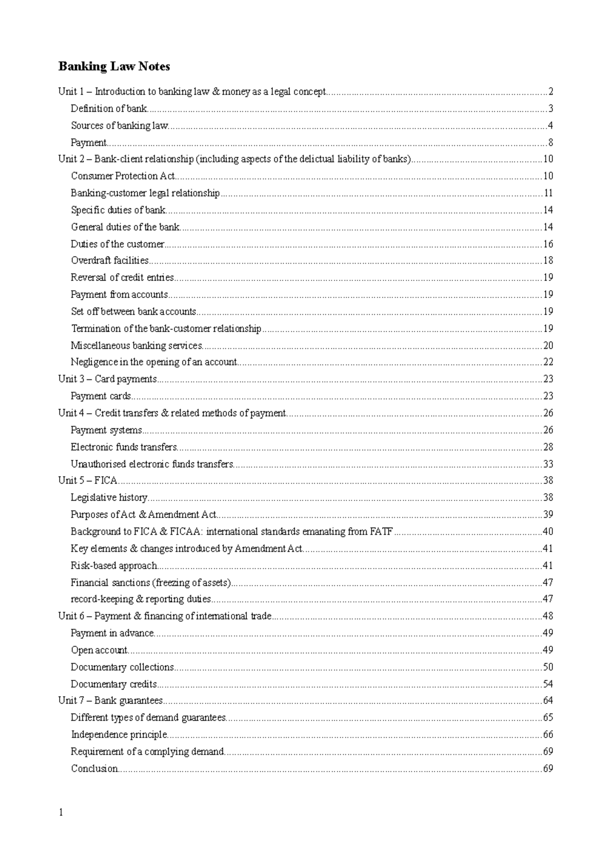 Banking Law Notes - Comprehensive Overview of Key Concepts - Studocu