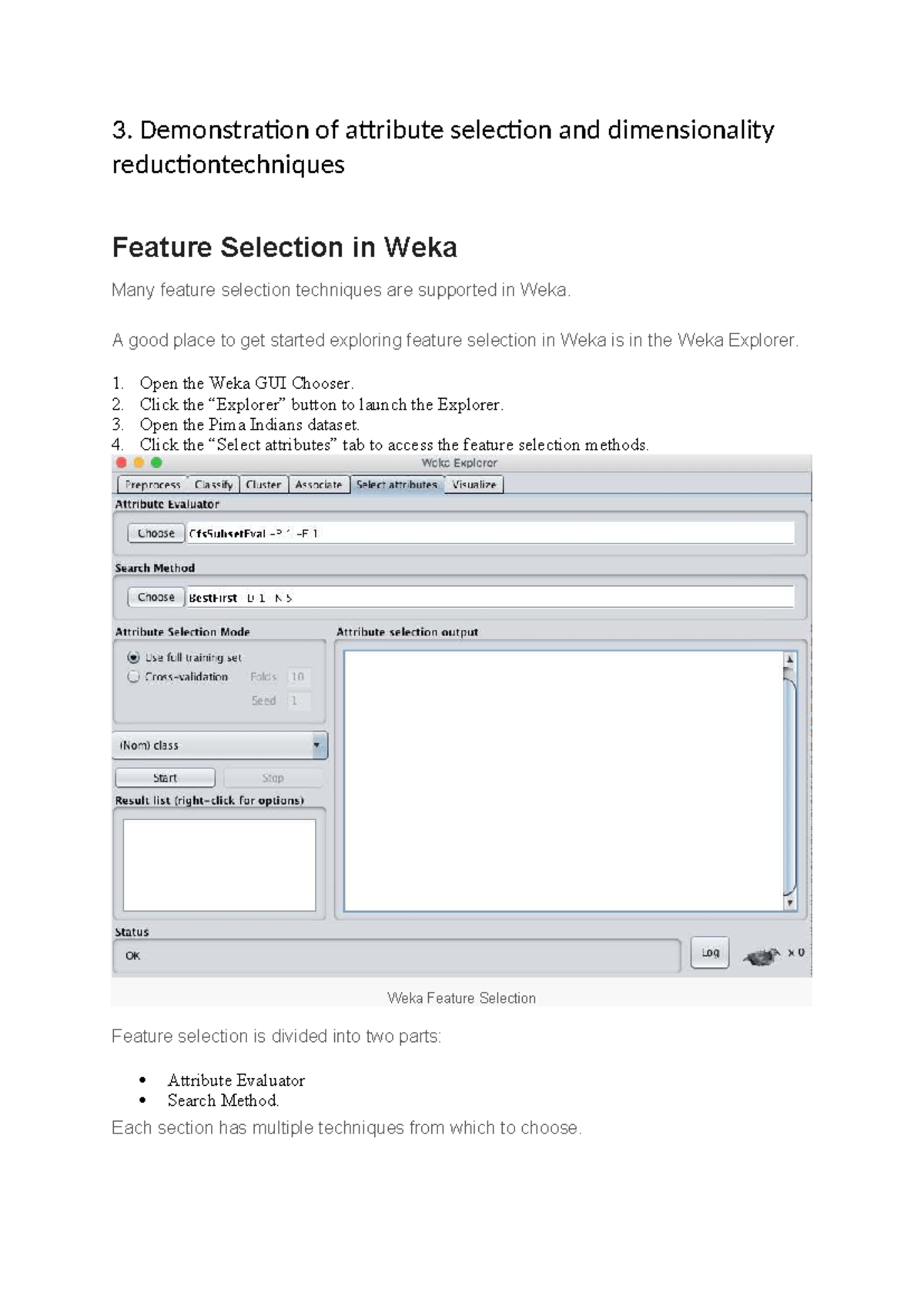 3.12 Program DWDM: Feature Selection & Dimensionality Reduction in Weka ...