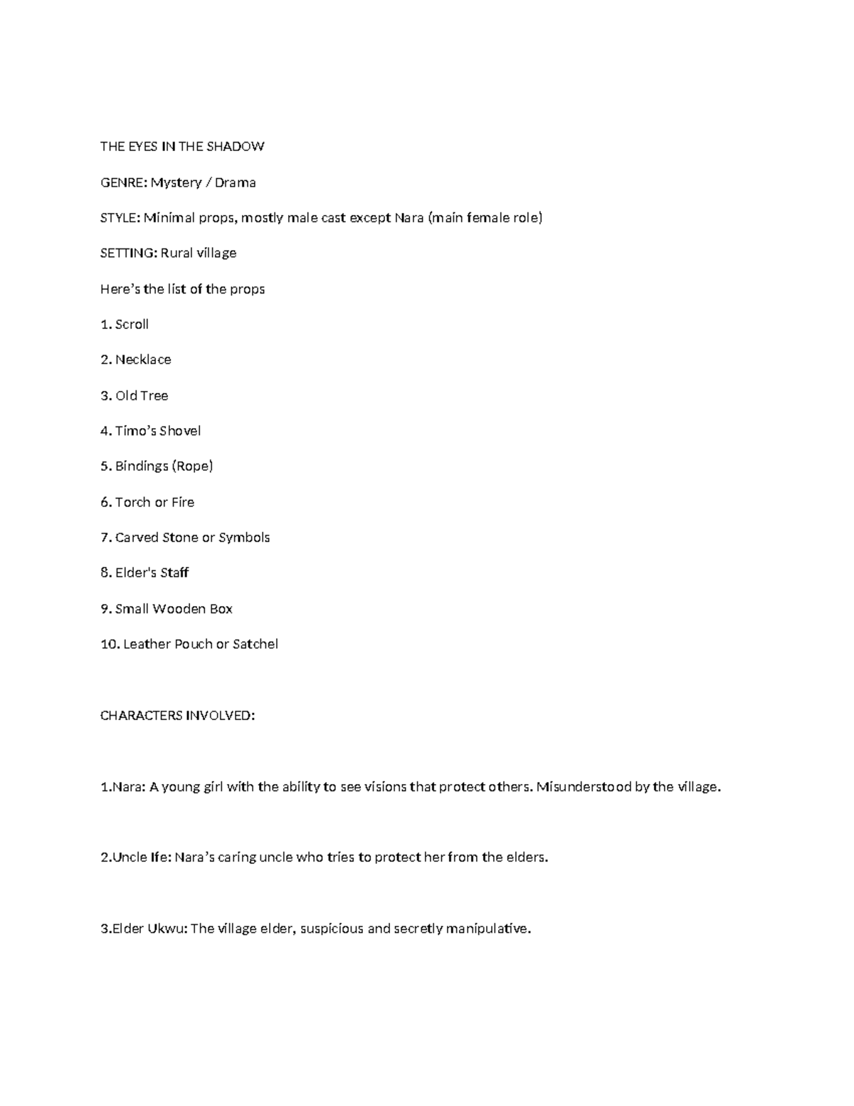 THE EYES IN THE SHADOW: A Mystery Drama Script Analysis - Studocu