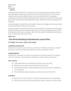 [Solved] Develop a textdriven reading comprehension lesson plan ...