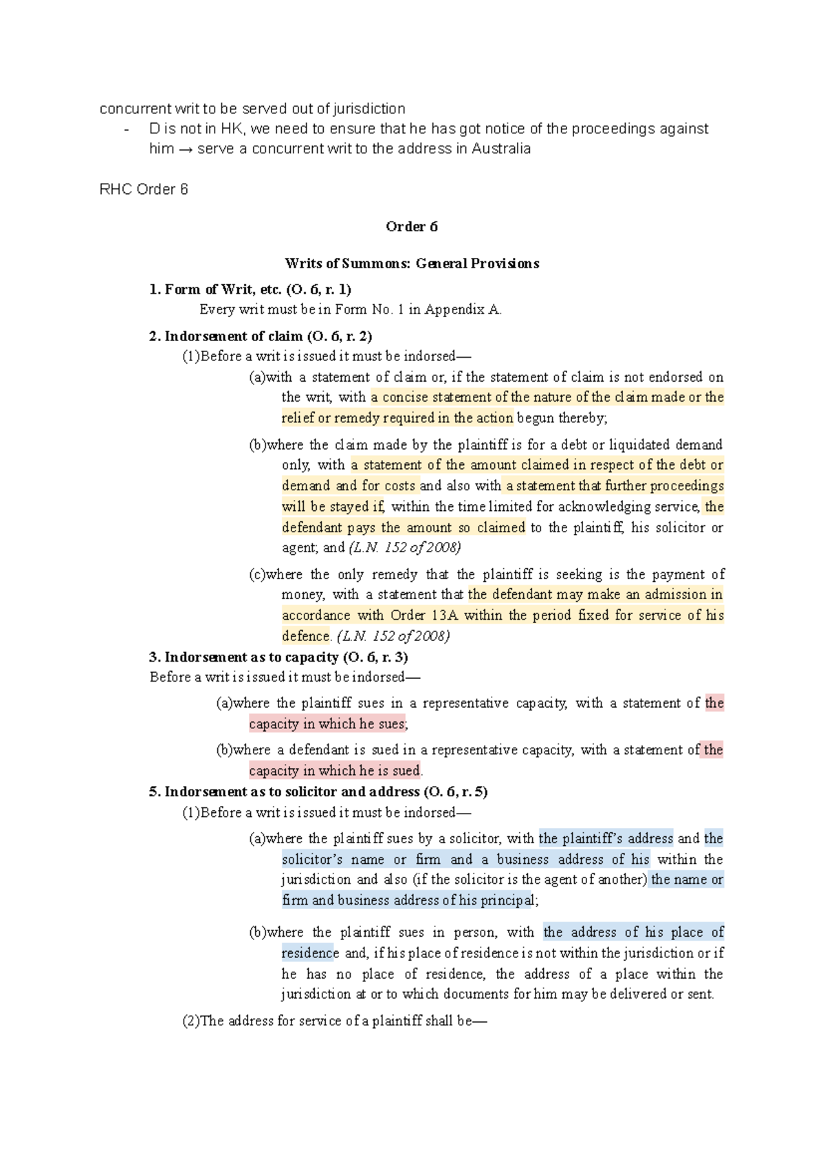 SG2 - Civil Litigation Practice SG2 - concurrent writ to be served out ...