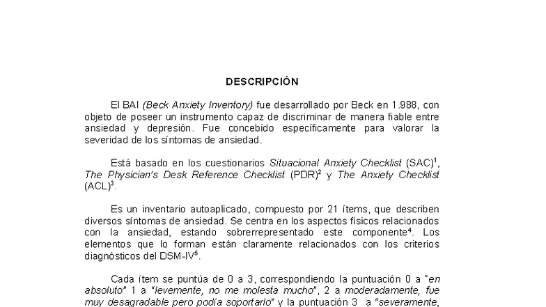 Medicina Test: Instrucciones para el Inventario de Ansiedad de Beck