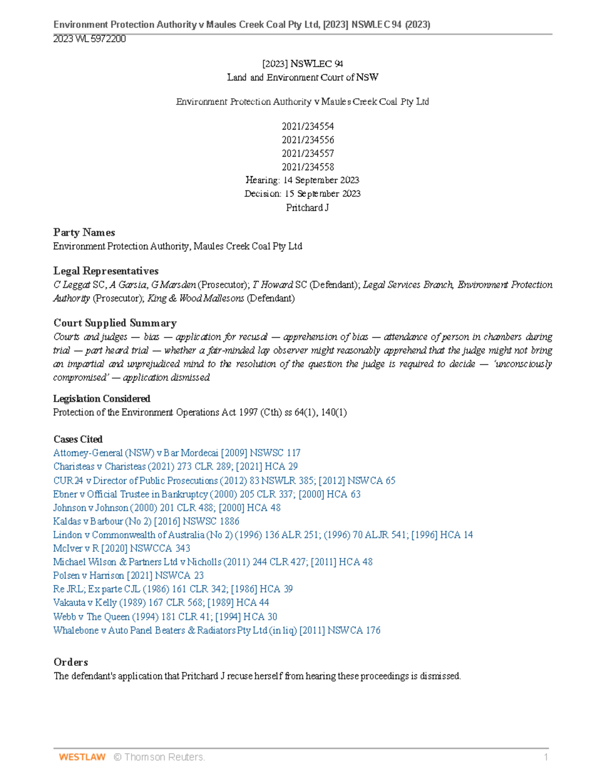 Environment Protection Authority v Maules Creek Coal Pty Ltd (2023 ...