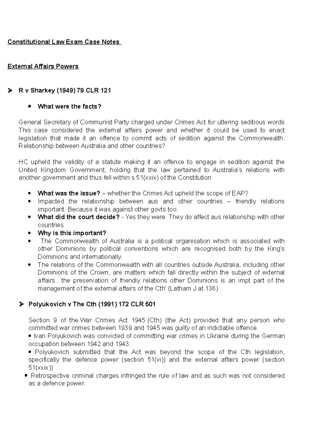 Constitutional Law Exam Case Notes - Key Cases and Insights - Studocu