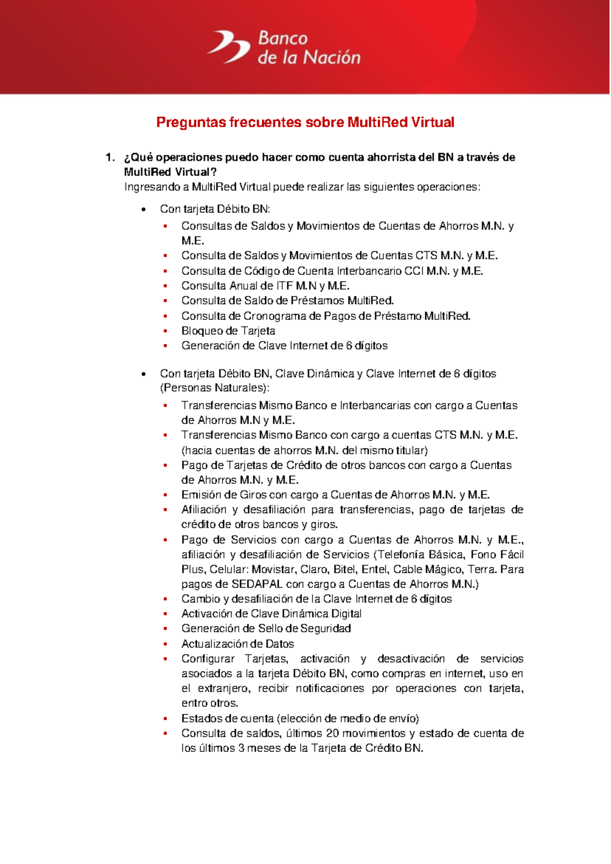 Preguntas Frecuentes sobre MultiRed Virtual del BN - Studocu