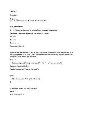 Java Programming - Session 2 Tutorial 1: Error Handling & Types - Studocu