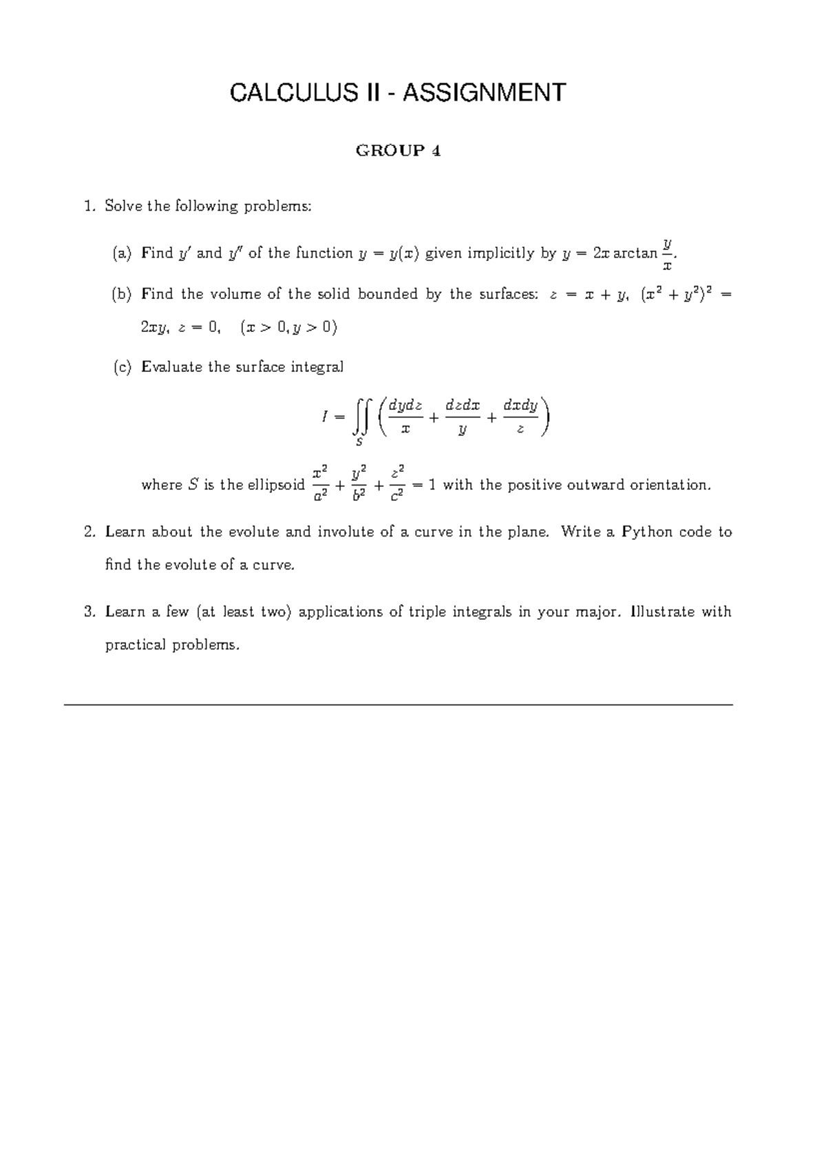 BTL-04 - đừng làm, ngu đó - CALCULUS II - ASSIGNMENT GROUP 4 Solve the ...