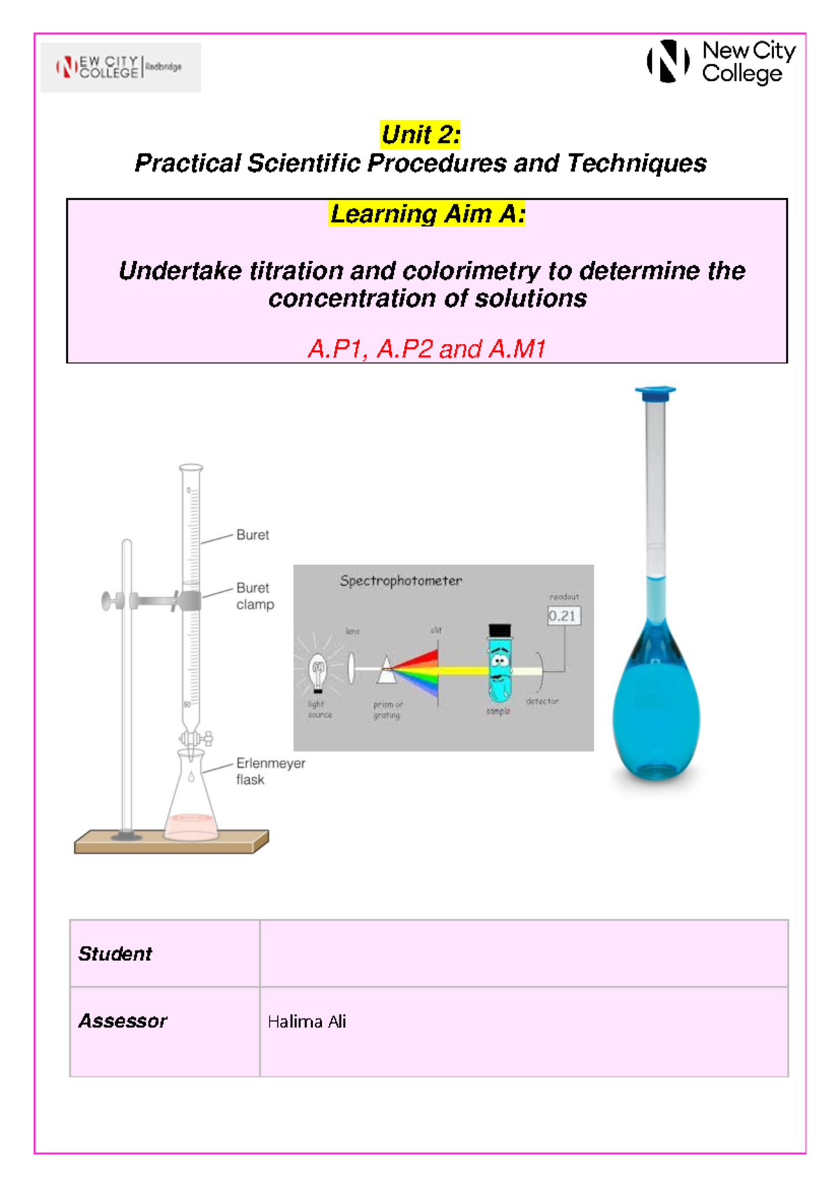 Unit 2: Titration and Colorimetry Practical Guide 2024-2025 - Studocu