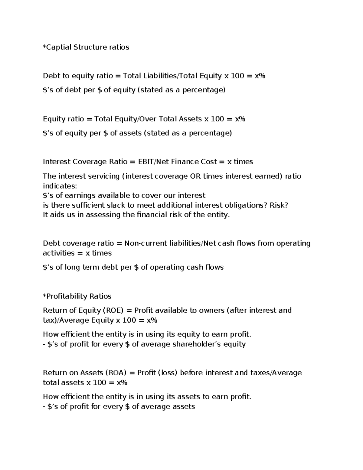 Accounting 9-11: Key Financial Ratios and Performance Analysis - Studocu