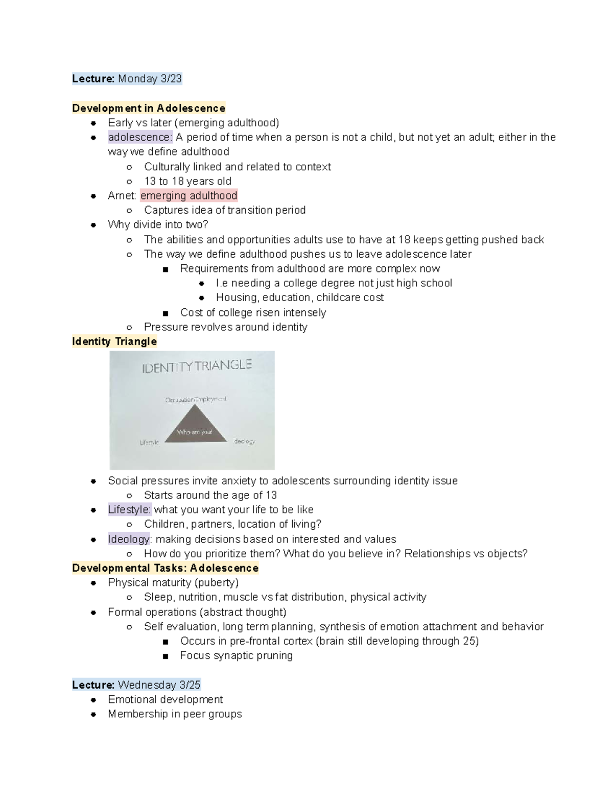 HDFS 1070 Lecture: Development in Adolescence - Early vs. Later Stages ...