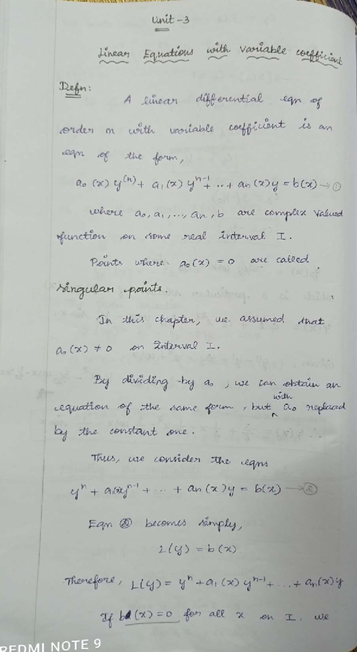 ODE Unit-3: Linear Differential Equations with Variable Coefficients ...