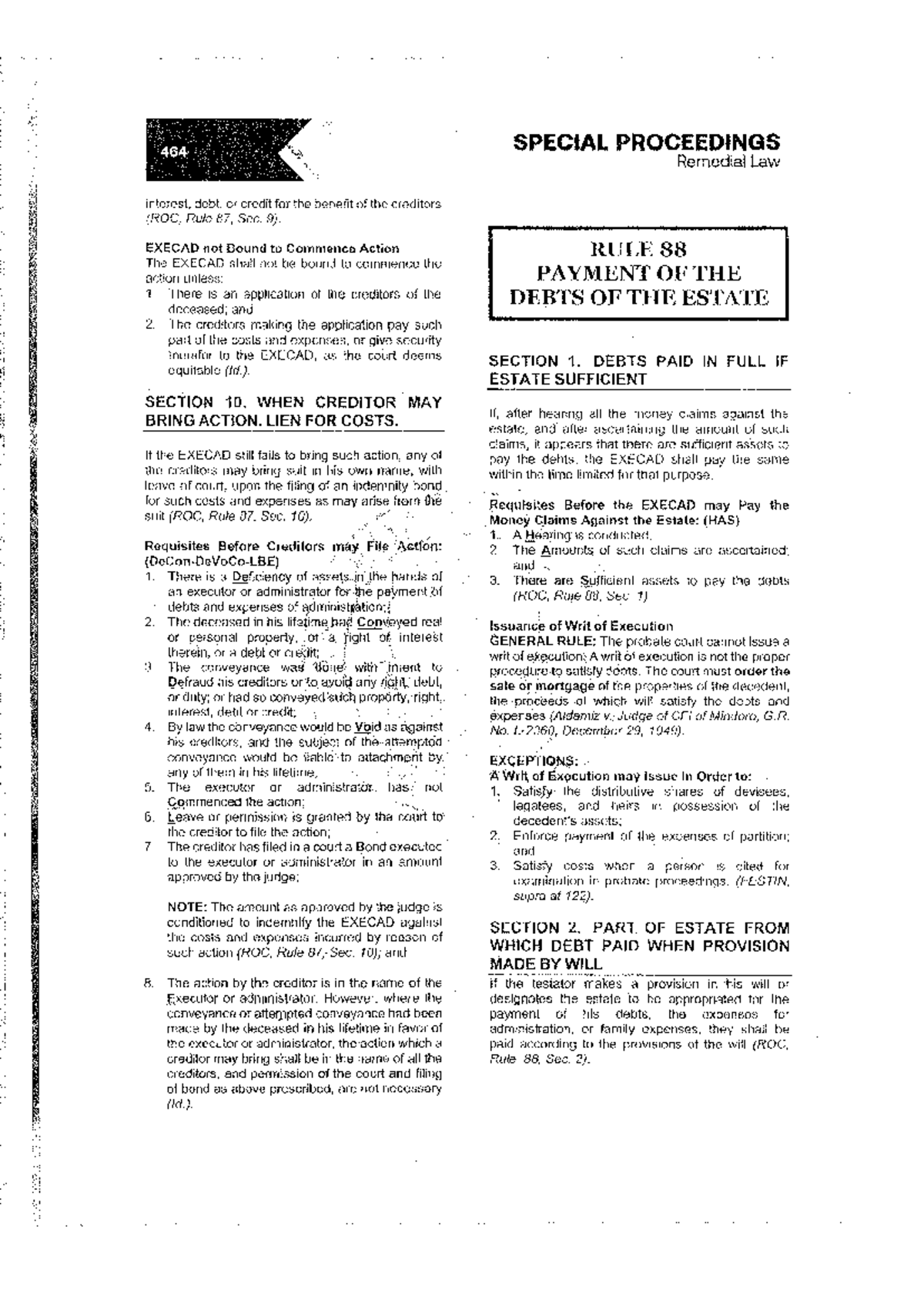 SPECIAL PROCEEDINGS 464 - Final Exam Notes on Remedial Law - Studocu