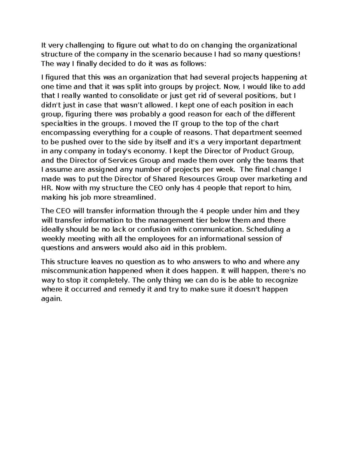 BUS 210 Module 6 Assignment: Optimizing Organizational Structure - Studocu