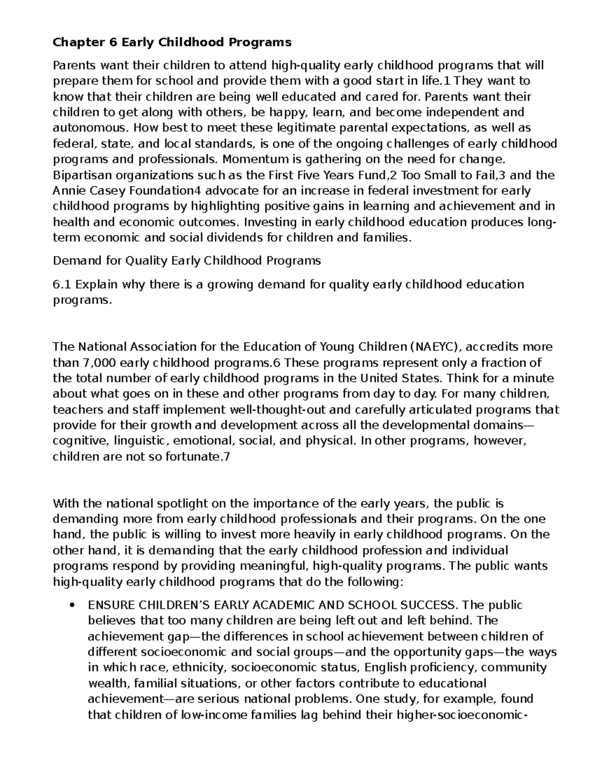 Chapter 6: Early Childhood Programs and Their Impact on Development ...