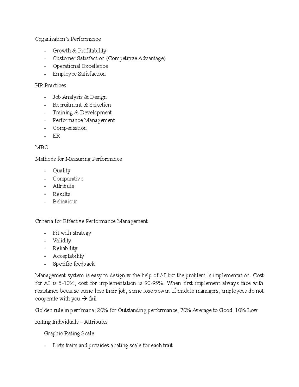 Unit 6 Notes QTNL: Performance Management & AI Implementation Insights ...