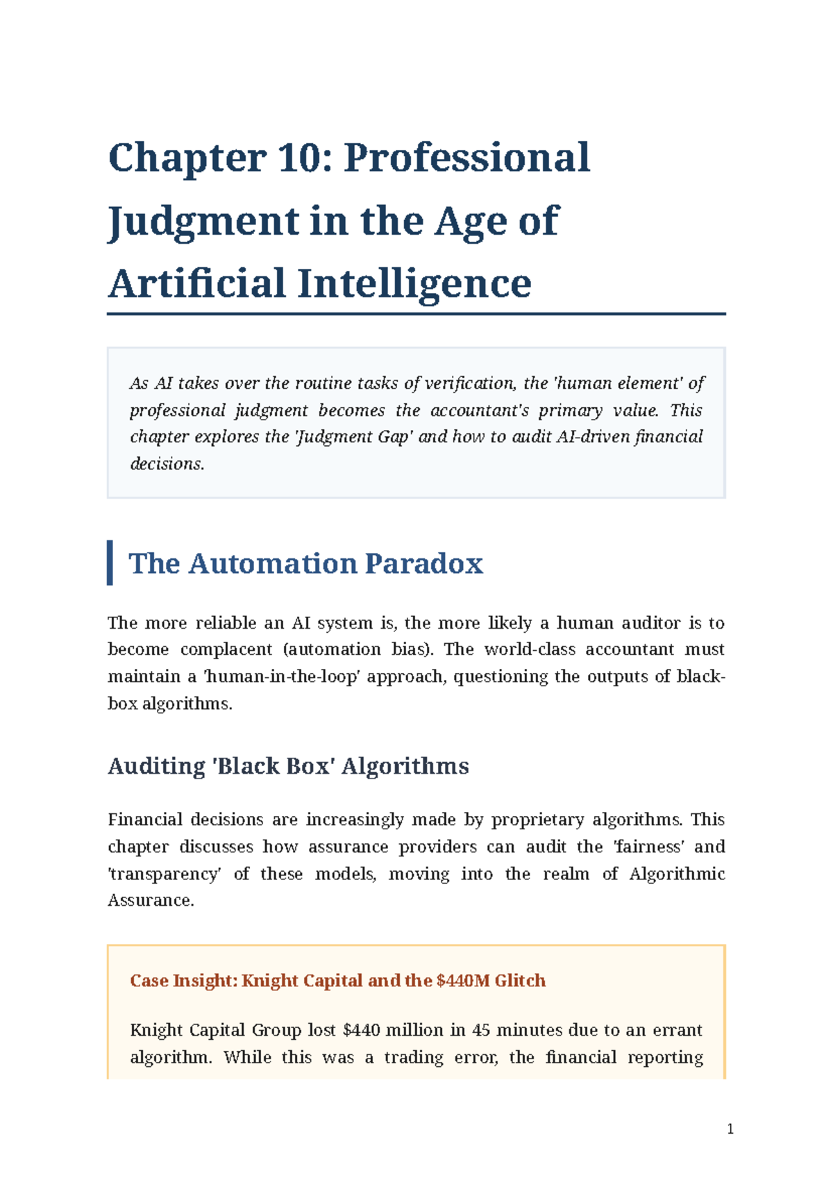 Chapter 10: Professional Judgment & AI in Auditing (A838i D5ZHTRi HVHp ...