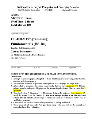 PF FALL 2023 Assignment 2 - NATIONAL UNIVERSITY OF COMPUTER & EMERGING ...