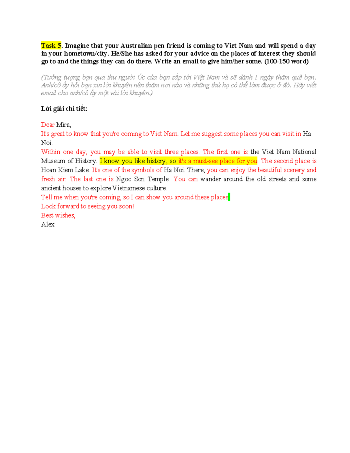 Writing 9 - Email & Essay Notes on Life in Vietnam - Studocu