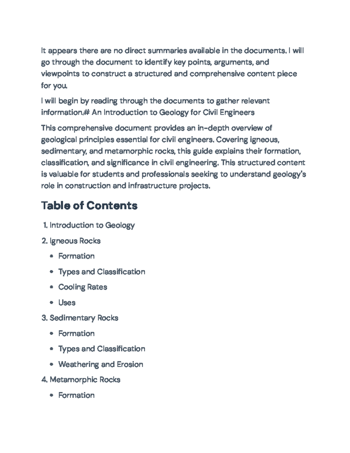 Geological Principles for Civil Engineers (CE 101): Rock Types Overview ...