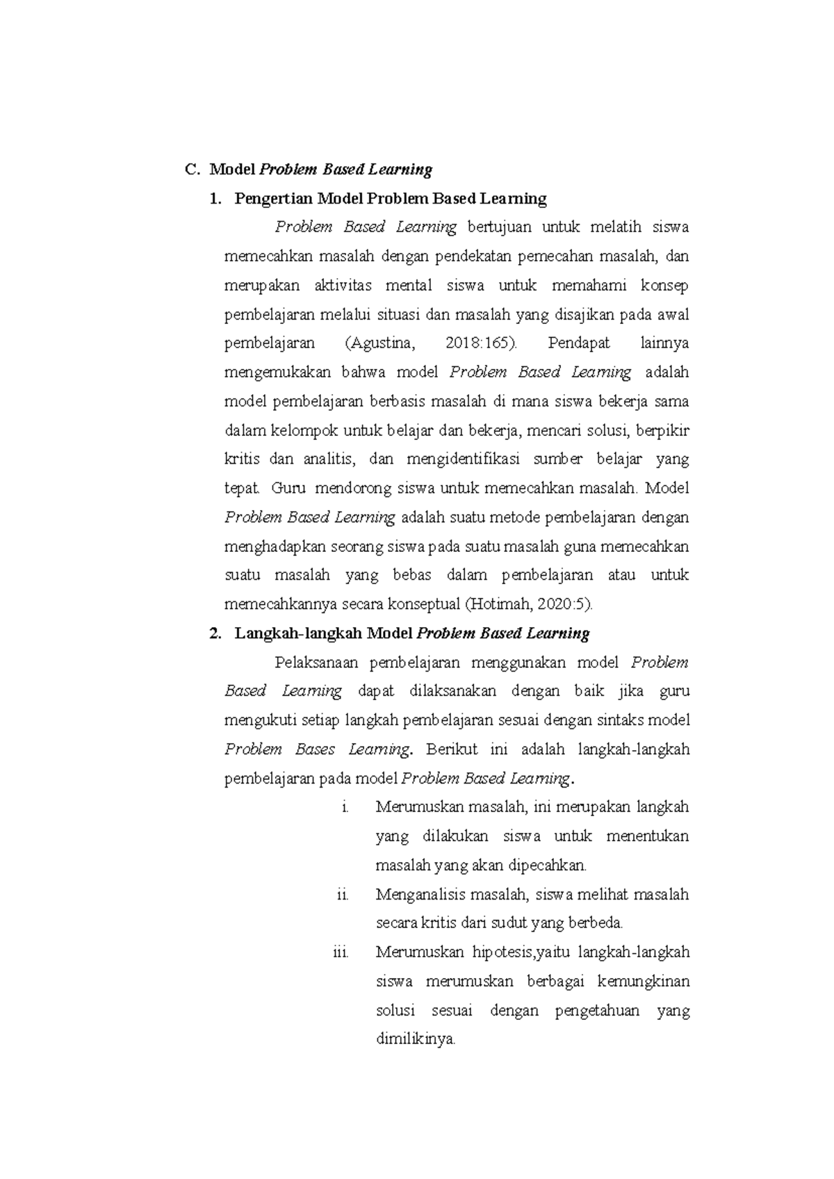 Model Problem Based Learning: Konsep dan Pelaksanaan Pembelajaran - Studocu