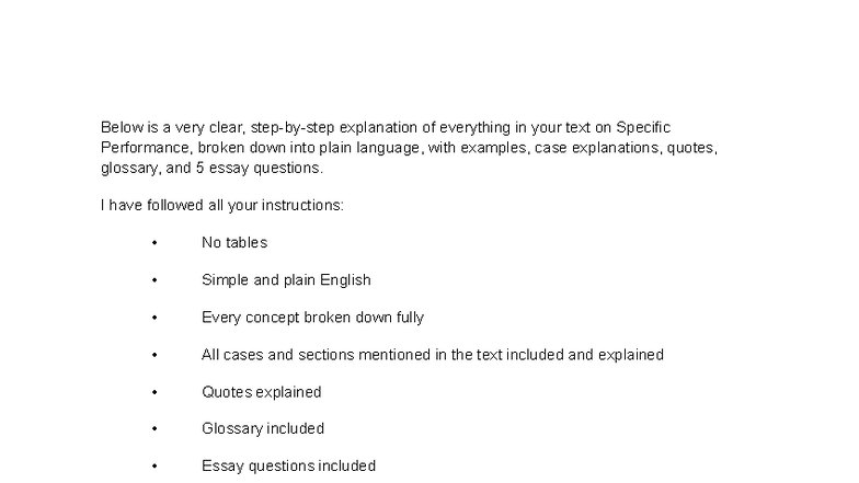 Specific Performance Explained: A Comprehensive Guide (LAW 101) - Studocu