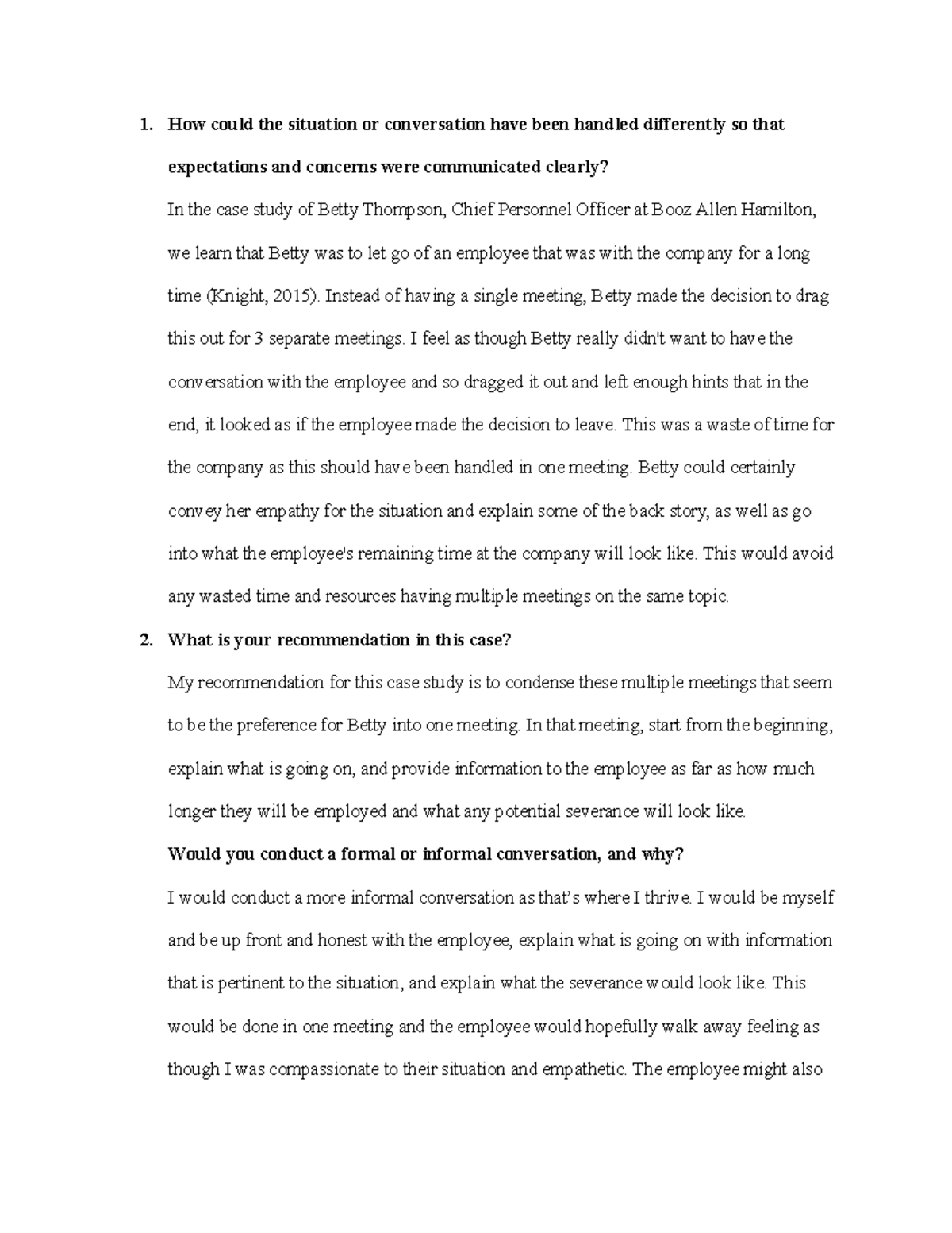 WCM 620 Small Group Discussion 4: Handling Difficult Conversations ...