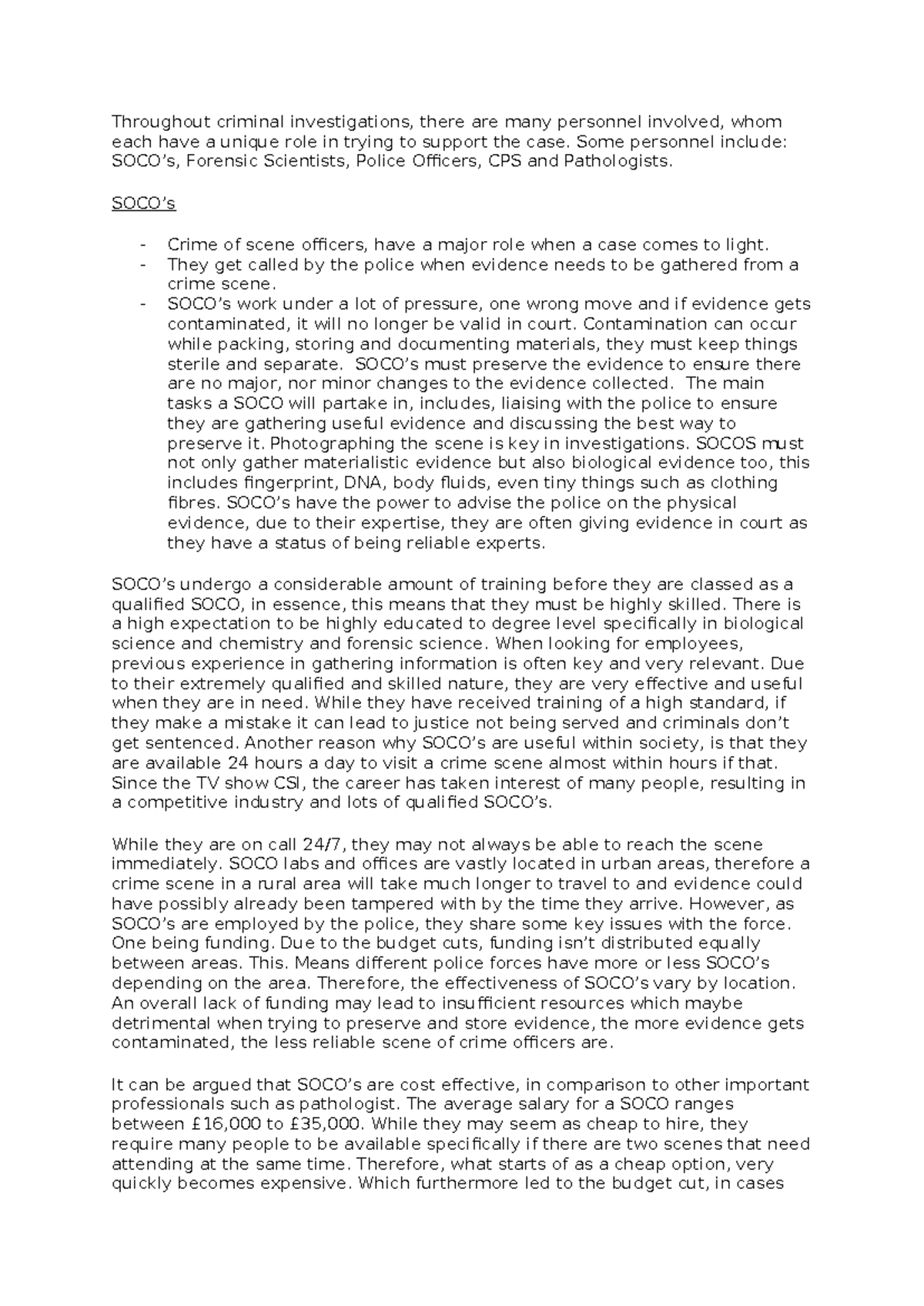 Unit 1.1: Roles of Key Personnel in Criminal Investigations - Studocu