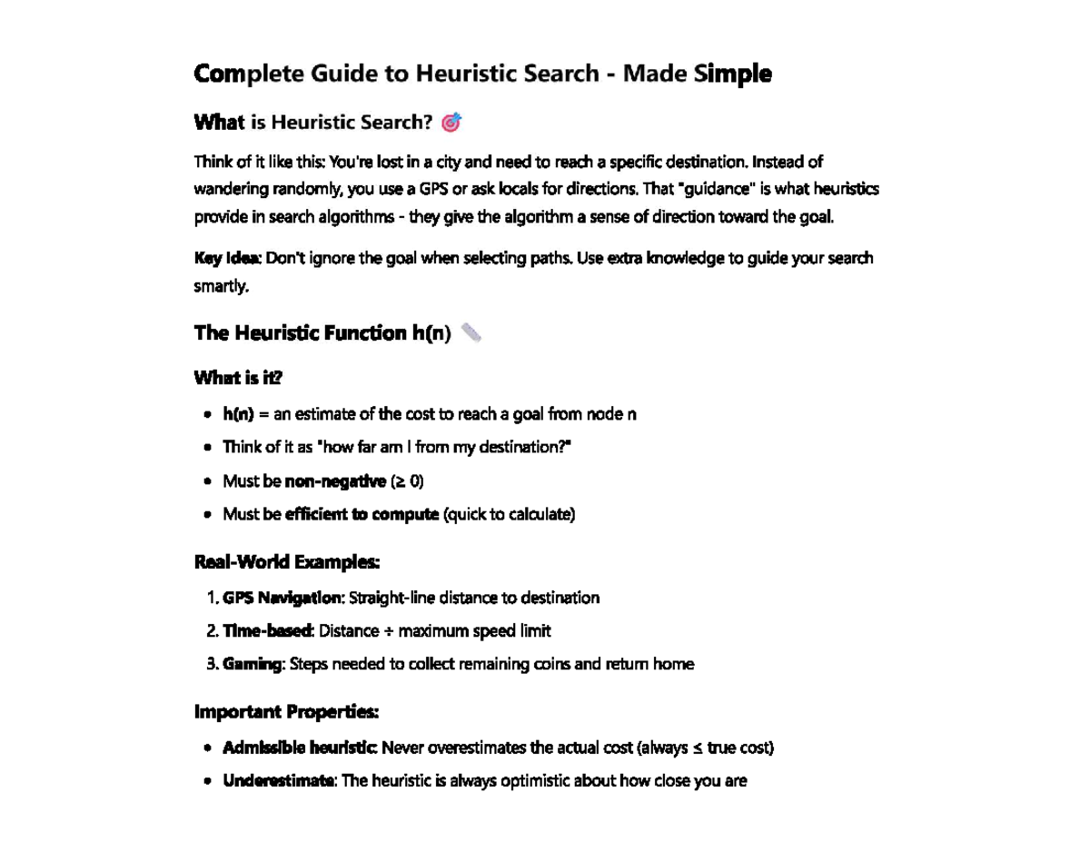 COMP304 Complete Guide to Heuristic Search Techniques - Studocu