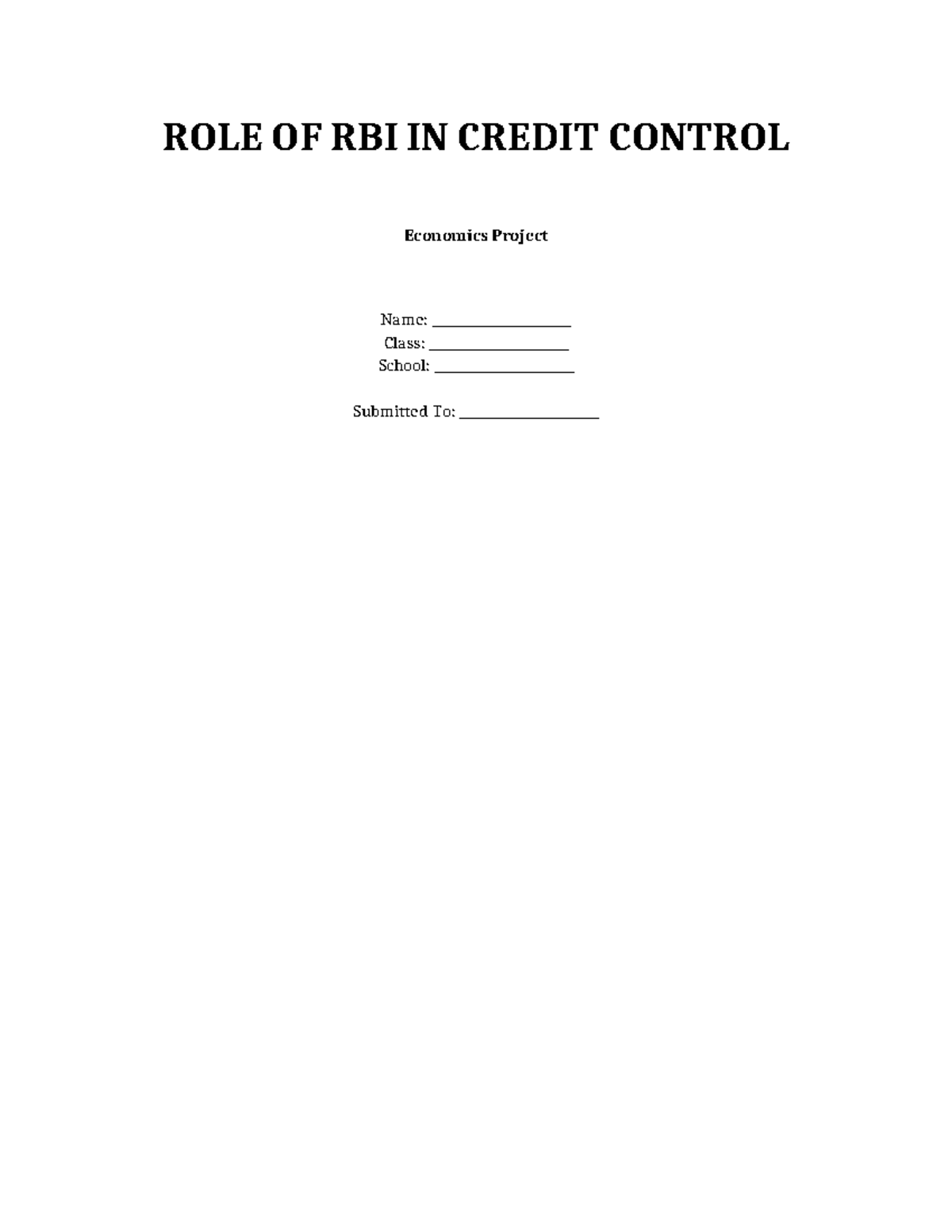 RBI Credit Control: Role & Methods in Economic Stability - Studocu