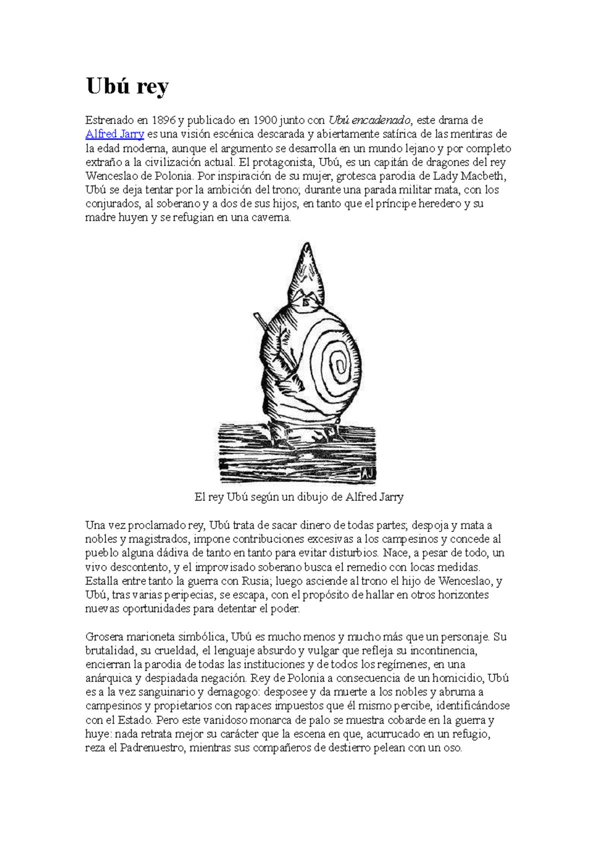 Ubú rey: análisis y crítica de la obra de Alfred Jarry - Studocu